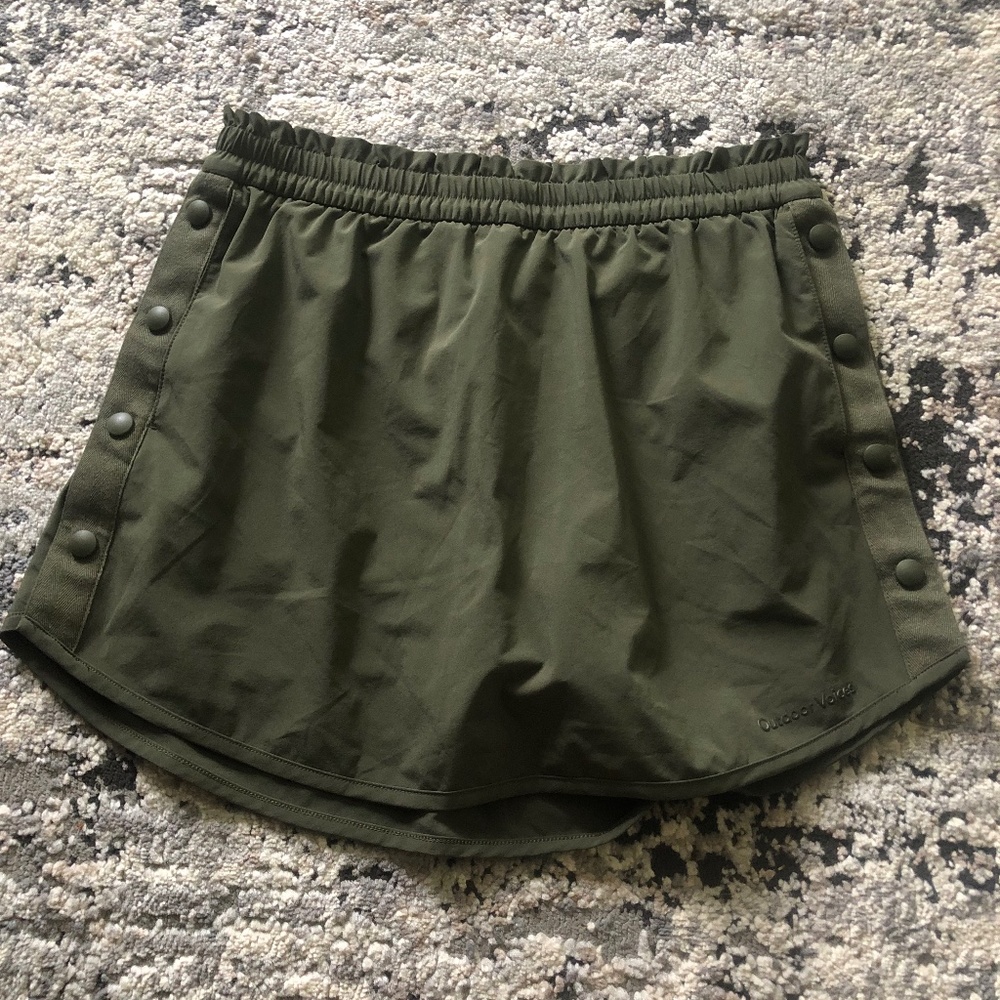Outdoor Voices Olive Green Snap-Button Skort